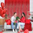 Torerun Red Backdrop Party Decorations - 3 Pack of 3.2x8.2ft Foil Fringe Curtains Streamers Backdrop for Valentines Day Decorations, Birthday, Christmas Backdrop Decorations