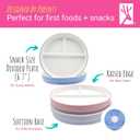 Elk and Friends Kids 7.8” Porcelain White Divided Plates with Silicone Suction Sleeves | Suitable for Babies/Toddlers | Microwave & Dishwasher Safe | Stay Put Dinnerware | Snack Dishes | 2 Pack
