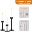 Black Taper Candle Holder Set with Glass Hurricane  Modern Candlestick Holders for Dining Room, Premium Gift Set for Wedding, Fall Centerpieces for Tables, Warmly Gift for Home Decor, Christmas Decor