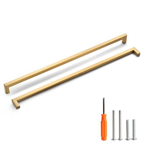 Redunest Cabinet Pulls Gold Cabinet Handles Square Drawer Pulls, 5 Pack 18 Inch Stainless Steel Kitchen Door Cupboard Cabinet Handles, Drawer Hardware Handles, 458mm Hole Centers