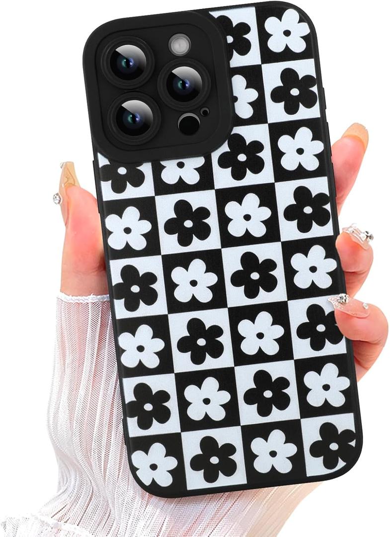 ZIYE for iPhone 15 Pro Case Cute Black Flower Phone Case with Camera Protection Soft TPU TPU Rubber Camera Protection Cover Floral Design Women Girls Cases for iPhone 15 Pro ZIYE for iPhone 15 Pro Case Cute Black Flower Phone Case with Camera Protection Soft TPU TPU Rubber Camera Protection Cover Floral Design Women Girls Cases for iPhone 15 Pro