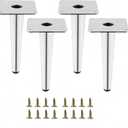 Silver Metal Furniture Legs Heavy Duty Straight Furniture Feet DIY Modern Replacement Legs for Cabinet Sofa Couch Chair-Set of 4 (Silver, 6")