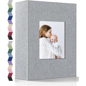 popotop Photo Album 4x6-200 Photos Photo Books with 200 Horizontal Pockets,Linen Cover Albums for Family Wedding Anniversary Baby Vacation Pictures (Gray)