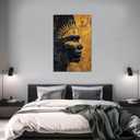 King Wall Decor African American Art Abstract Posters for Men Boy Living Room Bedroom Home Decor Retro Canvas Painting Picture Prints Framed (18"L x 24"W)