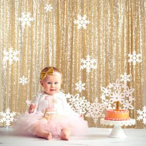 ShinyBeauty Sequin Backdrop 7ftx7ft Light Gold | Sparkle Drapes for Photoshoots & Parties | Glitter Fabric Background for Elegant Events | Perfect for Happy Birthday Celebrations