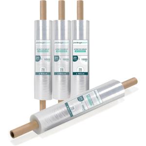 PackageZoom 20 inch x 1000 Feet Stretch Wrap with Handle, Clear Stretch Film, 4 Rolls