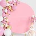 Wokceer Pink 6.6FT Round Arch Polyester Backdrop Cover for Wedding, Party & Ceremony Decor