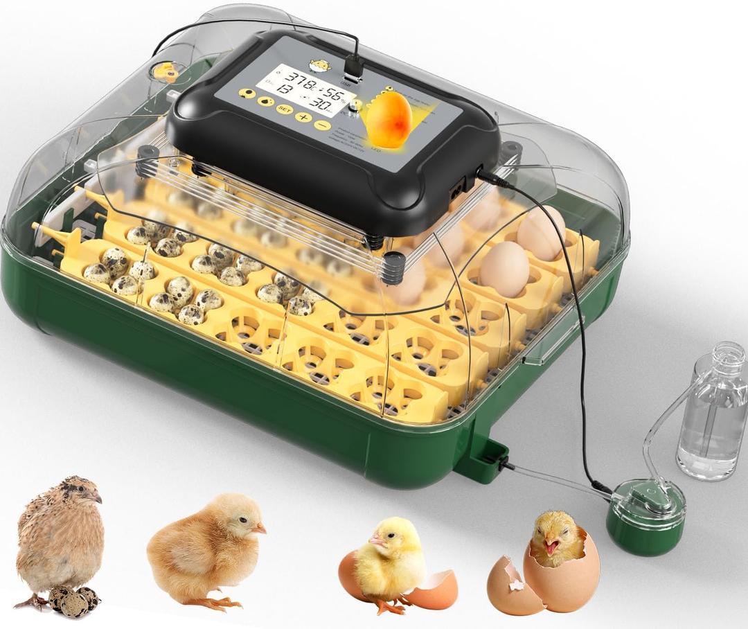 125 Egg Incubator for Hatching Eggs with Automatic Egg Turning, Temperature & Humidity Display, Hatch Day Countdown, Egg Candler, Quail Egg Incubator for Chicken, Dove and Other Birds