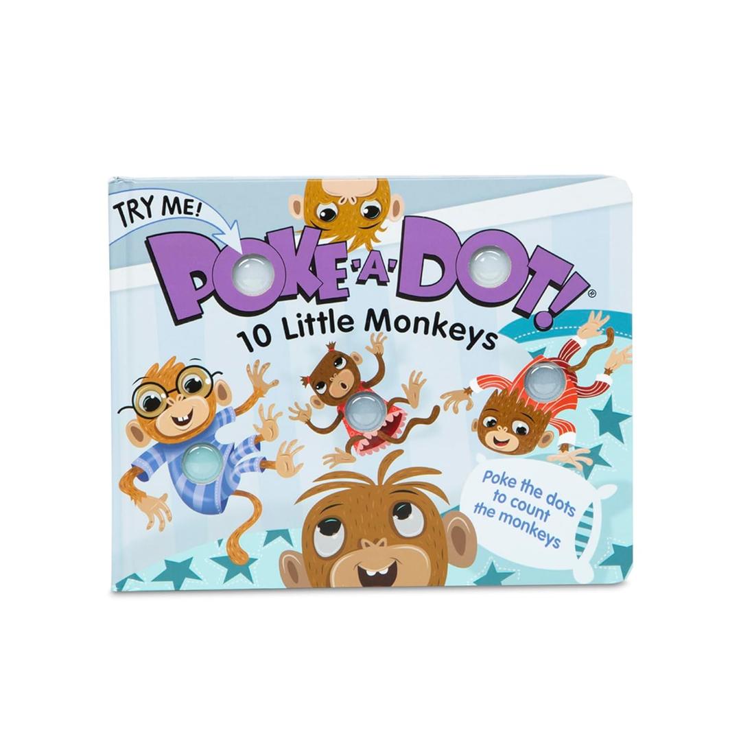 Melissa & Doug Poke-a-Dot! 10 Little Monkeys, Interactive Children's Board Book with Buttons to Pop, Educational Sensory Toy for Toddlers & Preschoolers Ages 3+ - FSC Certified