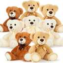 MorisMos 8Pcs Teddy Bears Bulk Baby Shower, 14inch Cute Teddy Bear Stuffed Animals Plush, Small Stuffed Bears on Centerpiece Baby Shower, Brown
