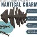 Comfify Fish Bones Wall Mounted Towel Rack Stylish Cast Iron Hanger with 4 Hooks for Towels, Robes, and More Includes Screws and Anchors Brown