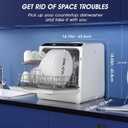 AIRMSEN Portable Countertop Dishwashers, 5 Washing Programs Mini Dishwashers with 1.2 Gal Built-in Water Tank and Double-layered Glass Door, No Hookup Needed for Home, Apartments & RVs
