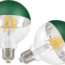 Large Half Chrome Light Bulb,Dimmable Anti-Glare 8W (80W Eq.) LED Edison Bulbs,G95 Globe Shape Decorative LED Decorative Bulb,Half Brown Dipped Reflected Soft White E26 Base, Pack of 2