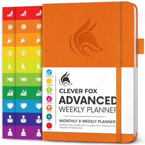 Clever Fox Advanced Weekly Planner  Undated Weekly & Monthly Life Goal Planner for Daily Productivity, Time Management and Hit Your Goals  Day Organizer Journal  Hardcover A5, Orange