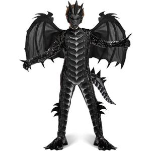 Spooktacular Creations Halloween Kid Dragon Costume, Boys Dragon Wings, Tail and Mask Set for Halloween Dress Up (X-Large(12-14 yrs), Black)