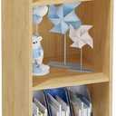 4 Tier Bookshelf, Freestanding Corner Storage Shelve Book Case for Narrow Space, 4 Cube Storage Organizer Small Bookcase for Home Office Living Room (Oak, 4 Cube)
