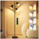 QiMH LED Floor Lamp for Living Room, Modern Dimmable Standing Lamp with 4 Color Temperature,Remote and Touch Control, Tree Floor Lamp for Bedroom with 3 Rotatable Lights Bright Stand up Lamp, Black