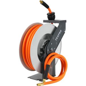 Retractable Air Hose Reel, 3/8 IN x 50FT Hybrid Air Hose Max 300 PSI, Air Compressor Hose Reel with 5 ft Lead in, Ceiling/Wall Mounted Air Hose Reel, Heavy Duty Air Tool