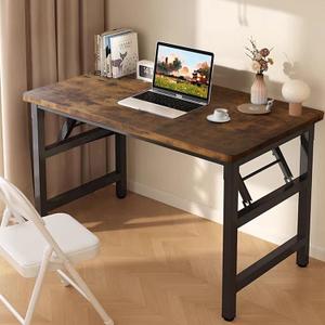 39.4 Inch Folding TableSquare Folding Desks for Small Space,Small Foldable Desk No Assembly,Rustic Brown. (39.4" x 19.7")