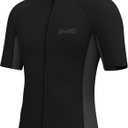 GoldFin Men Wetsuit Top, Mens Short Sleeve Wet Suit Neoprene Jacket 2mm Front Zipper Wetsuits Shirt Cold Water Swim Scuba Diving Surfing Snorkeling (Large, Black)