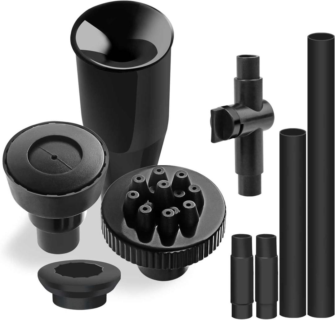 Plastic Fountain Nozzle 1/2, Fountain Head for Garden, Ponds, Tabletop Fish Ponds, Use for Indoor and Outdoor, 9 Components and 5 Different Shapes for Easy Installation, Pool Aerator Nozzle (Small)