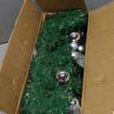 Pre-lit Artificial Christmas Garland, Green Rattan with Silver Flower Decorations and Battery Operated LED Lights for Home Stairs Fireplace Front Porch Door Display Indoor Outdoor Christmas Decor -9FT