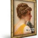 HLiWEGNS Antique Gold 14x18 Frame Poster Frame with Aged Gold Finish Picture Frame for 14 x 18 Artwork, Canvas Prints, Puzzles, and Wall Decor