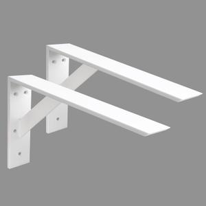 Heavy Duty Shelf Brackets 2 Pack 20" x 12" x 2.5" White Steel 3/8" Thick Countertop Support Mantel L Bracket for Wood Granite Quartz Countertop