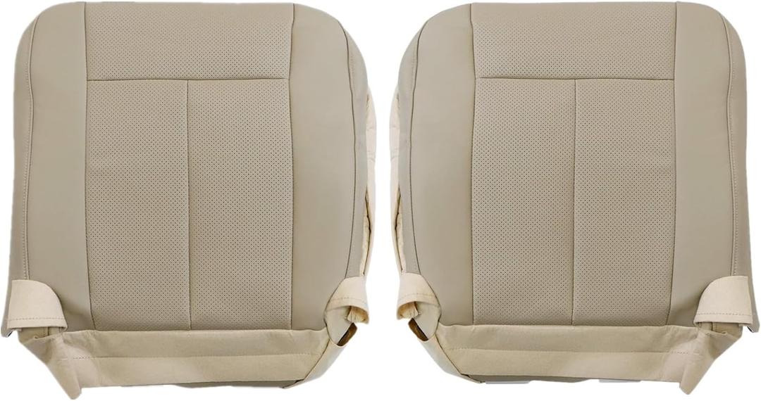 FZJDSD Tan Driver & Passenger Bottom Perforated Microfiber Leather Microfiber Leather Seat Covers Compatible with Ford Expedition 2007 2008 2009 2010 2011 2012 2013 2014