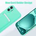 MZELQ TPU Wallet Compatible with iPhone 17 Case 2025, Card Holder Camera Protection Cover + Screen Protector, Push-able Slot for Girls Women -Green