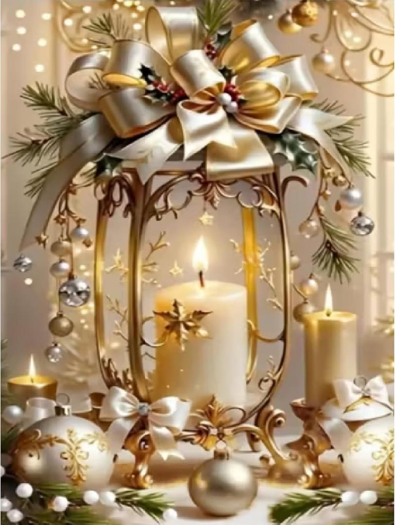 3 x JFYHAB Candle Diamond Art Kits for Adults, Christmas Diamond Painting Kits for BeginnerCandle DIY 5D Full Drill Diamond Dots Crafts for Home Wall Decor Gifts 12x16 Inch