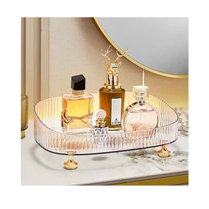 Makeup Perfume Organizer, Bathroom Vanity Tray, Decorative Dresser Tray, Countertop Organizer Tray for Cosmetics, Clear