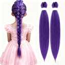 Long Purple Braiding Hair Pre Stretched Synthetic Braiding hair Extensions for Braids, Braiding Hair Extensions for Stage Party Christmas Costume Cosplay (Purple)