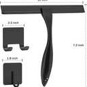 All-Purpose Stainless Steel Shower Squeegee for Shower Doors with 2 Adhesive Hooks, Bathroom Cleaner Tool Household Window Mirror Squeegee for Home Cleaning, Glass Door, Tile Wall, Car, 10 Inch Black