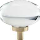 Amerock | Cabinet Knob | Clear/Golden Champagne | 1-3/4 inch (44 mm) Length | Glacio | 1 Pack | Drawer Knob | Cabinet Hardware (Oval)