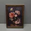 HUYKON Vintage Gold Frame Floral Wall Art Classical Pink Peony Still Life Poster Retro Soft Romantic Botanical Oil Painting Peonies in Glass Vase Canvas Print for Bedroom Living Room Decor 12x16inch (Blooming Flower)