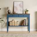 ChooChoo Console Table with Drawers, Narrow Wood Accent Sofa Table Entryway Table with Storage Shelf for Entryway, Front Hall, Hallway, Living Room, Blue, 11.8"D x 39.4"W x 31.5"H