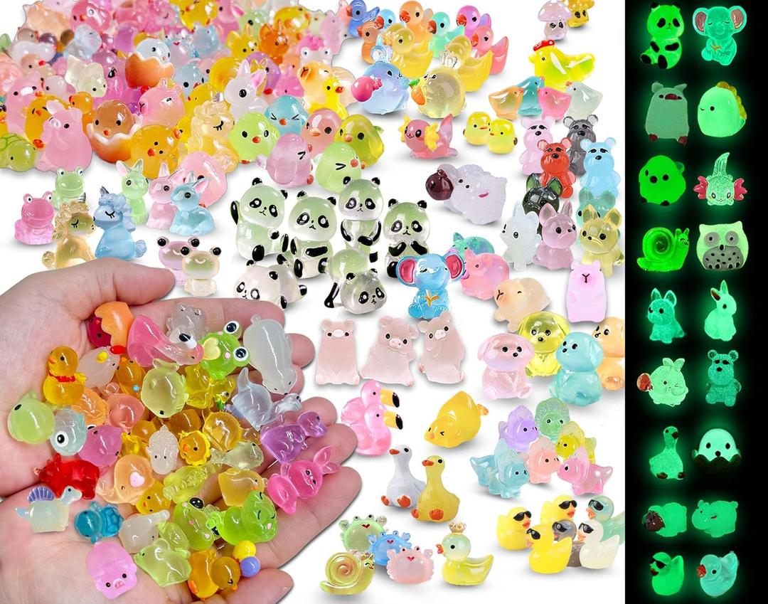 50 pcs Luminous Mini Resin Animal in The Dark Tiny Miniature Figuresm Landscape Bonsai Decor