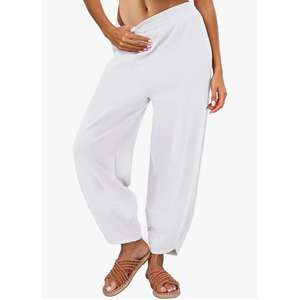 Caracilia Women Barrel Wide Leg Pants Casual Elastic Waist Loose Comfy Spring Vacation Travel Baggy Lounge Sweatpants S