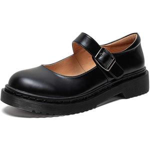 YDN Women Classic Round Closed Toe Mary Jane Flats Platform Adjustable Single Ankle Strap Buckle Comfy Cute Pump Leather Patry Cosplay Girls Dress Shoe Size 4-16 (12, Black)