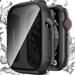 Waterproof Privacy Case Compatible with Apple Watch Series 11 10 42mm with Anti-peep Screen Protector, iWatch Face Cover Protective Bumper for iWatch Case 42mm Black