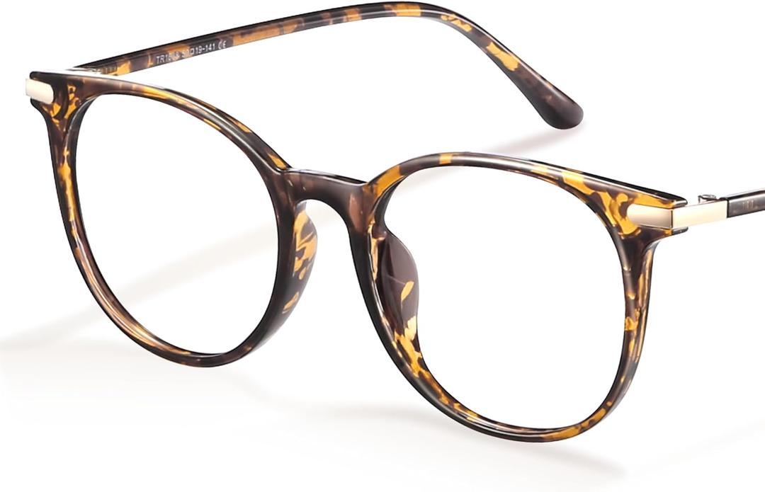 Gaoye Blue Light Blocking Glasses, Retro Round Eyewear Frame Anti Eyestrain Computer Glasses for Women Men (Tea Leopard/Transparent Lens)