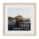 ZLG 16x16 Picture Frame, Solid Wood Frame with Mat for 12x12, Wall Display, Wall Hook Included, Set of 1