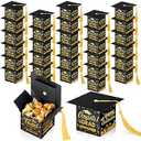 TaoBary 30 Pcs Graduation Cap Candy Box with Tassel Graduation Party Favors Graduation Gifts Graduation Decorations Grad Cap Box for Candy Chocolate Biscuit Supplies(Black)
