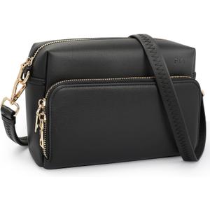 FYY Small Crossbody Bags for Women Vegan Leather Crossbody Purses for Women Travel with Adjustable Shoulder Strap (Black)