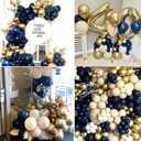 Navy Blue and Gold Party Balloons, 50 Pcs 12 Inches Navy Blue Gold White Latex Balloon for Birthday,Baby Shower, Graduation Decorations