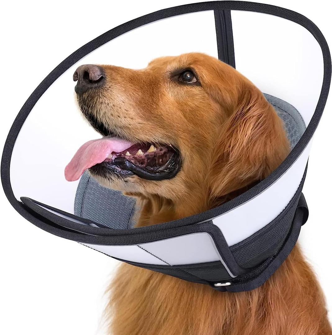 Dog Cone Collar After Surgery - Soft, Breathable Recovery Cone for Large, Medium, Small Dogs - Adjustable E-Collar for Pets, Wound Healing Safety (5.5")