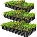 Land Guard 3 Pack 841ft Galvanized Metal Raised Garden Bed, Metal Planter Kit Box Outdoor for Deep-Rooted Vegetables, Flowers, Green and Herbs, Gray