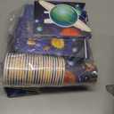 Outer Space Birthday Party Supplies Serve 24 Space Party Tableware Set, Happy Birthday Banner Solar System Tablecloth Paper Plates Cups Napkins Knives Forks Spoons for Solar Theme Activities Decor