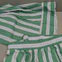 calbatic Women 2 Piece Lounge Set Striped Summer Pajama Set Sleeveless Peplum Cami Top and Wide Leg Shorts Set Beachwear Green L